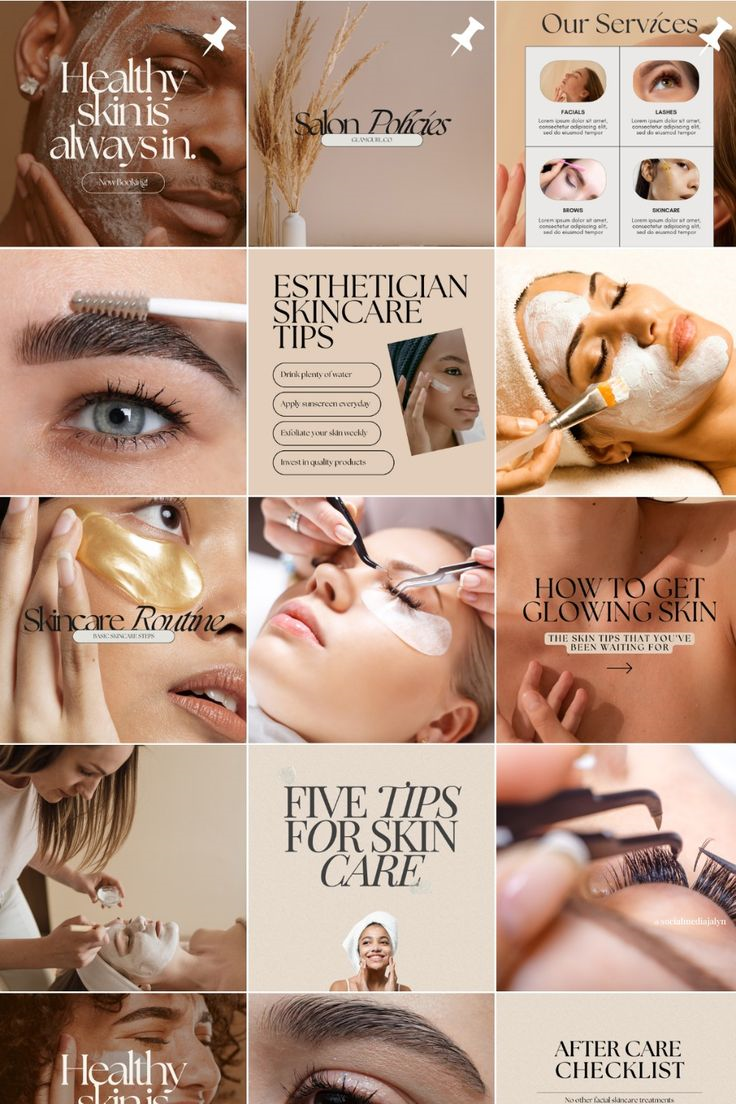 aesthetic Instagram feed ideas for beauty & skincare influencers, esthetician, salon, beauty salon